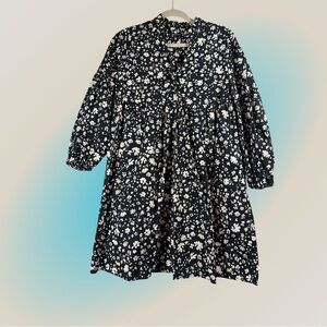 Womens Who What Wear tunic White &  black  long sleeve dress Sz S 100% Cotton